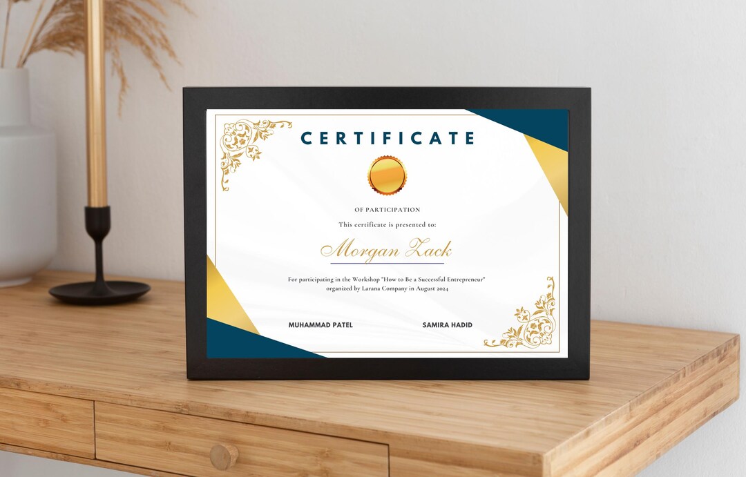 Employee of the Month Certificate: Minimalist Blue & Yellow Award - Etsy