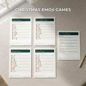 Christmas Emoji Game Bundle: 48 Picture Puzzles, Interactive HTML Game & Printable PDFs