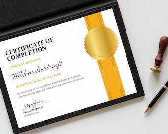 Certificado de Conclusão em Branco e Dourado, Diploma Minimalista, Decoração de Parede para Escritório, Conquista Acadêmica Moderna