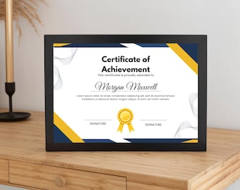 Certificado de Funcionário do Mês personalizável: Prêmio Blue & Yellow Office