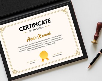 Certificado de Conclusão em Ouro, Porta-Diploma Decorativo, Presente de Formatura, Decoração para Casa ou Escritório, Prêmio de Mérito