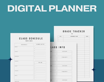 Planejador de Alunos para Imprimir: Cronograma de Aulas, Rastreador de Notas (Download Digital)