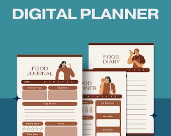 Planejador de refeições com ilustração marrom bege: diário alimentar semanal