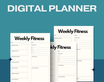 Planejador de exercícios minimalista e elegante, rastreador de treino semanal imprimível, diário de academia, planejador de saúde, presente para entusiastas de exercícios.