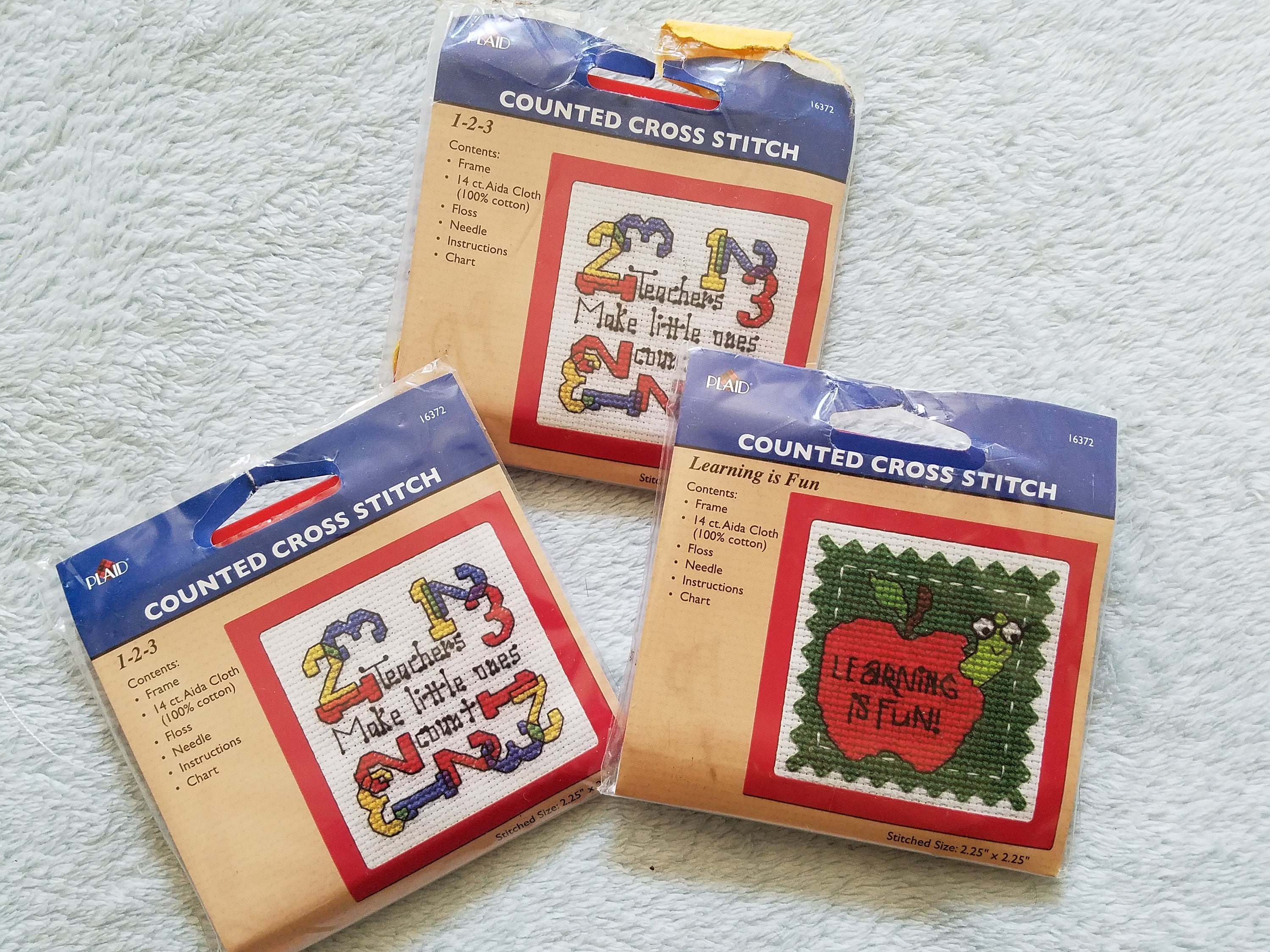 4 Teacher Appreciation Counted Cross Stitch Kits by Plaid | Etsy