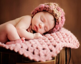 Crochet PATTERN Baby Newborn Doily & BONNET Petal Stitch Doily and Bonnet