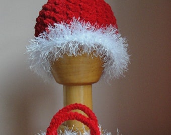 Beginner Girl Hat and Purse CROCHET PATTERN Santa Holiday Winter Christmas 4 SIZES