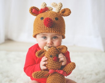 CHRISTMAS Crochet PATTERN HAT, Reindeer Crochet, Christmas Decor, Cute Crochet Pattern, Christmas, Easy Crochet