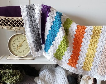 Beginner Crochet Baby Blanket Pattern: Multicolor Shell Stitch (PDF Pattern)