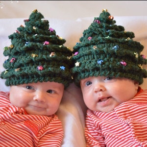 BONNET DE NOL À MOTIF AU CROCHET Chapeau de sapin de Noël du nouveau-né à l'adolescent/à l'adulte