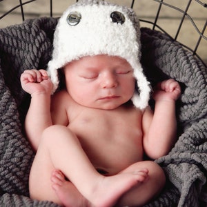 Baby  Child Hat CROCHET PATTERN in 5 sizes 0-10 plus years, Aviator Hat with Furry Flap