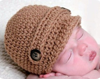 Simple Baby Hat Easy CROCHET PATTERN PDF Boy Girl Newsboy Beanie Cap Classic Newsboy in 5 sizes