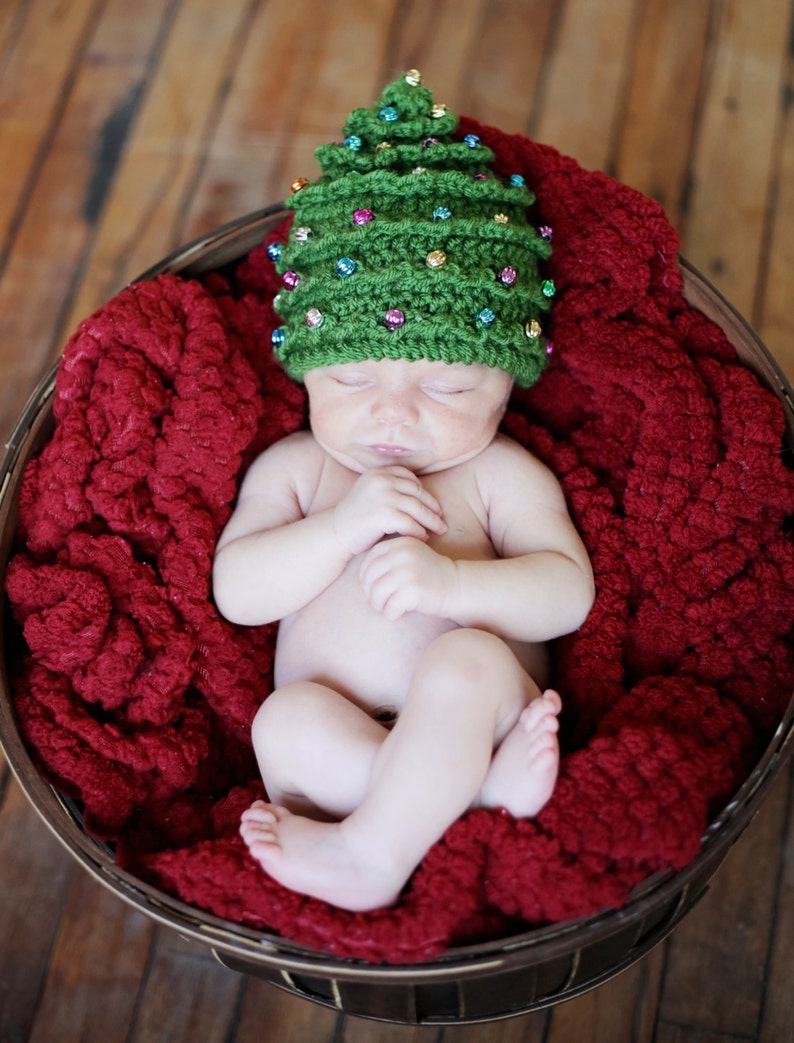 Christmas CROCHET PATTERN HAT Christmas Tree Hat Newborn to Teen/Adult image 3