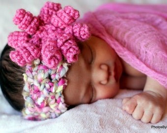 BÉBÉ Bonnet MOTIF AU CROCHET Bandeau avec Fleur Curly-Q