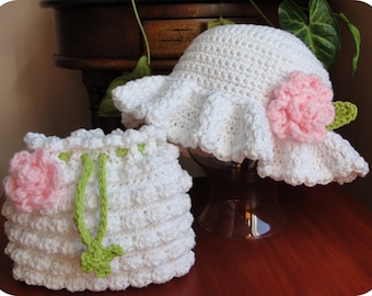 PDF CROCHET PATTERN Baby Child Wedding Hat and Purse