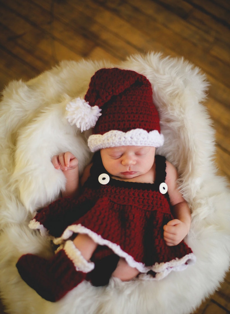 CHRISTMAS Crochet Pattern Santa Set Baby Christmas Photography Prop BOTH Boy and Girl image 1
