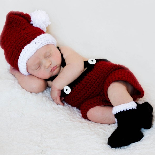 Baby Santa Set Crochet Pattern Christmas Photography Prop Boy and Girl