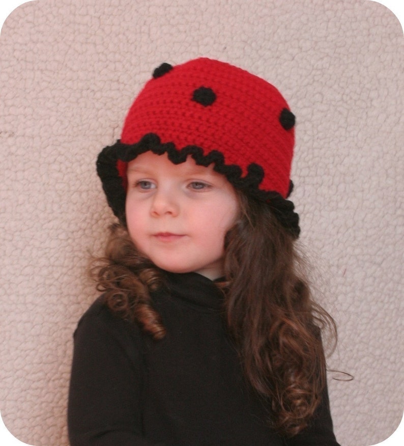 Baby Girl Hat CROCHET PATTERN Animal LADYBUG Beanie Cloche Hat and Purse image 5