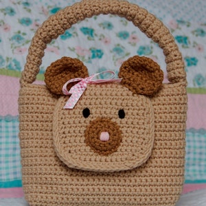 Girl Purse PDF CROCHET PATTERN Easy Animal Bear and Poodle Purse image 3