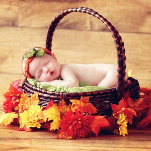 CROCHET PATTERNS Child Baby HAT Easy Fall Autumn Football, Apple, Pumpkin Leaves 3 in One image 3