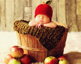 Simple Baby Hat CROCHET PATTERN in 5 sizes 0-10 years, Baby Child An Apple a Day