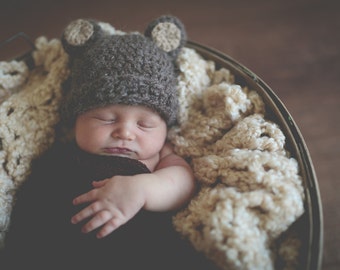 Baby Hat Easy CROCHET PATTERN PDF Bear Beanie Teddy Bear Fuzzy