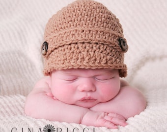 Hat CROCHET PATTERN BEGINNER Newsboy Beanie Cap Classic Newsboy in 5 sizes