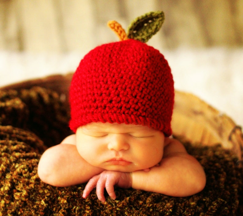 Child Baby HAT Easy CROCHET PATTERNS Fall Autumn Football, Apple, Pumpkin Leaves 3 in One image 2