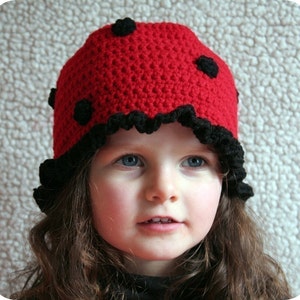 Baby Girl Hat CROCHET PATTERN Animal LADYBUG Beanie Cloche Hat and Purse image 2