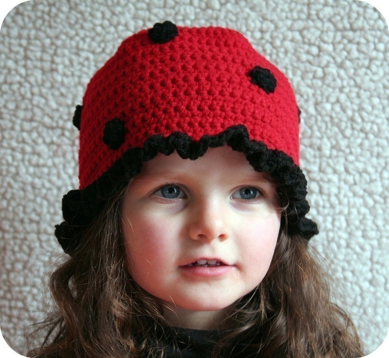 Baby Girl Hat CROCHET PATTERN Animal LADYBUG Beanie Cloche Hat and Purse image 2