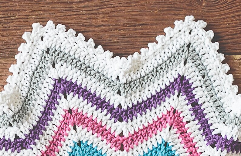 Baby Easy CROCHET PATTERN Cotton Blanket Afghan NEWBORN Beginner Build A Multicolor Shell image 5