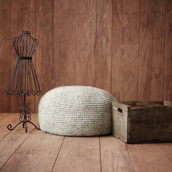 CROCHET PATTERN Knit POUF Pillow Ottoman Cushion Large