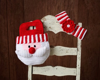 Christmas CROCHET PATTERN Santa Purse and Striped Headband 2 to 6 years