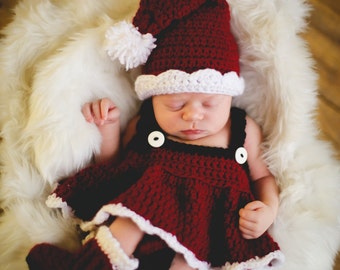 New CROCHET PATTERN Christmas Baby Santa Set Photography Prop BOTH Boy and Girl 5 sizes Newborn to Toddler