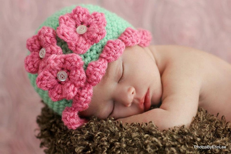 Baby Hat CROCHET PATTERN Beginner Beanie Cap Pretty Petal in 5 sizes 0-10 years image 3