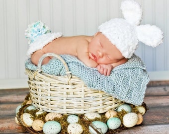 Easter Baby Hat CROCHET PATTERN Animal Hat and Bum Cover Buttercup Bunny Set