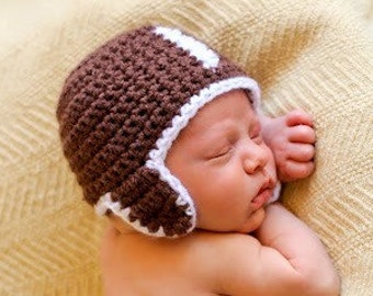 Hat CROCHET PATTERN Football Baby Girl Boy in 5 sizes 0 to 10 years Hat ONLY