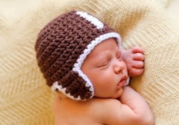 Hat CROCHET PATTERN Football Baby Girl Boy in Sizes To10 Years