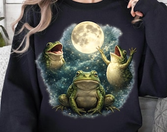Żabi Księżyc Png, Prezent dla Miłośnika Żab, Pobieranie Cyfrowe, Sublimacja Png, Sztuka Cottagecore, Prezent dla Miłośnika Przyrody, Zabawny Projekt Żaby, Retro Płaz