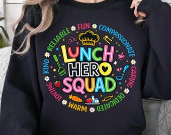 Lunch Hero Squad Png, Prezent dla Lunch Lady, Koszula kawiarniana, Personel szkolny, Zabawny projekt pracowników, Lunch szkolny, Plik cyfrowy, Sztuka bohatera