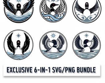 Zestaw Rebel Loon: 6 projektów ptaków stanowych Minnesota w formacie SVG | Pobieranie cyfrowe Lake Life