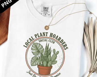 Klub społecznościowy Plant Hoarder SVG | Projekt koszulki Retro Monstera | Prezent dla miłośnika ogrodu botanicznego w formacie PNG