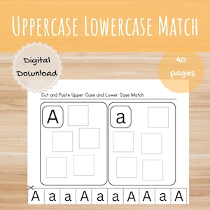 Uppercase Lowercase match, Uppercase Lowercase Worksheets, Alphabet matching, Cut and Paste Alphabet
