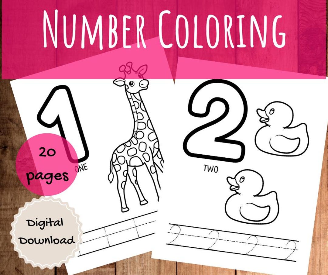 1-20 Number Coloring Worksheet, Number Coloring Book, Preschool Number ...
