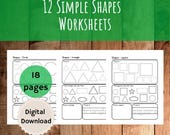 Simple shapes worksheets, 2D shapes trace, Geometric shapes worksheets, Toddler shapes, Preschool worksheets, Shapes learning, printable