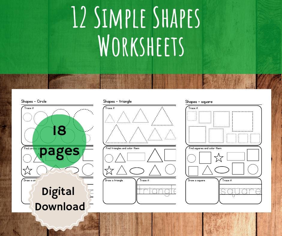 Simple Shapes Worksheets, 2D Shapes Trace, Geometric Shapes Worksheets ...