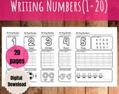 1-20 tracing number worksheet, Preschool number, Number worksheet, Preschool printable, Preschool curriculum, Homeschool, Learning numbers