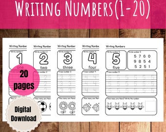 1-20 tracing number worksheet, Preschool number, Number worksheet, Preschool printable, Preschool curriculum, Homeschool, Learning numbers