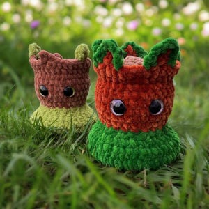 Crochet Baby Groot Pattern | Amigurumi Plant Pot | PDF Tutorial | Beginner Friendly