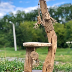 Natural Wooden Cat Tree – Unique Handmade Cat Scratching Post for Indoor Cats